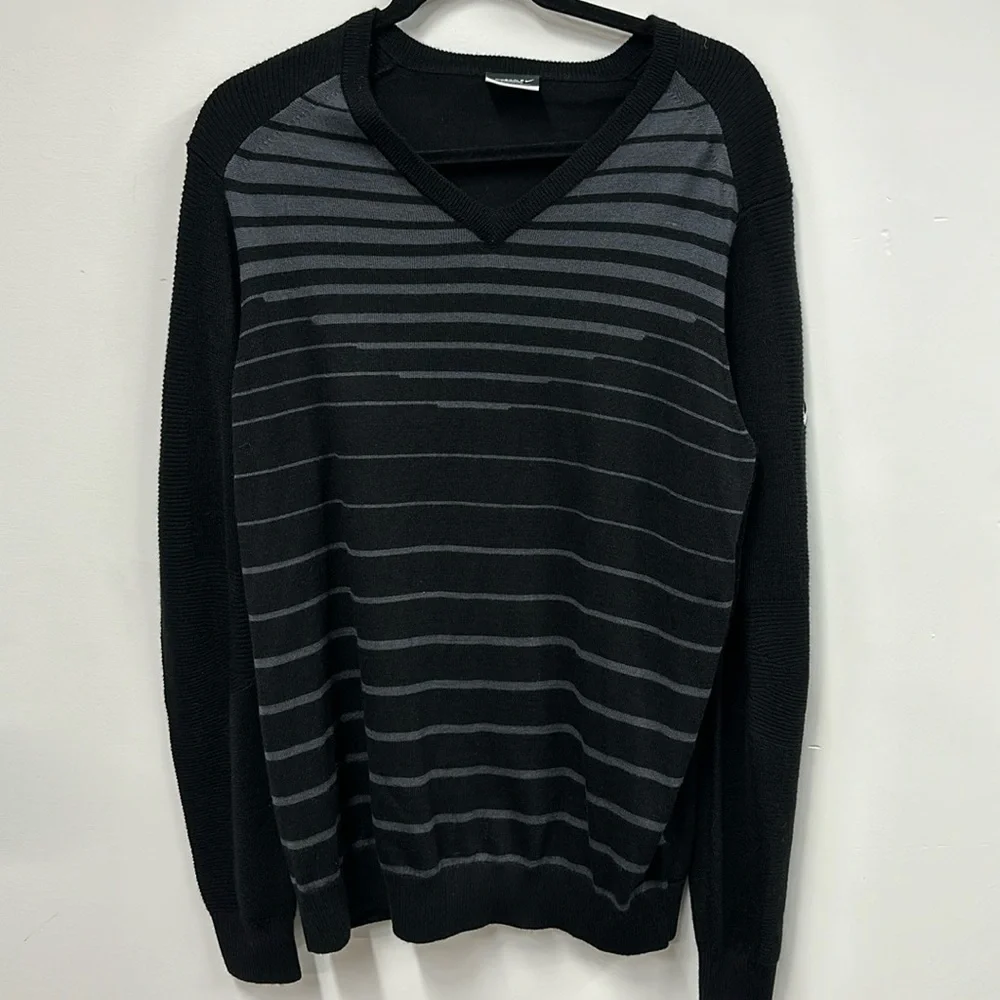 Nike Golf 3D V-Neck merino wool black gray Sweater L